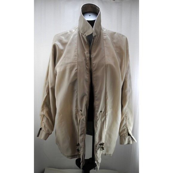 Lands' End Tan Zip Front Car Coat - Drawstring Waist - Women's Jacket Small 6-8 - Picture 7 of 7